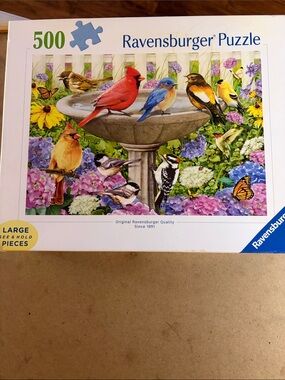 🧩 500 Large See & Hold piece New, Factory Sealed Ravensburger “At the Birdbath”